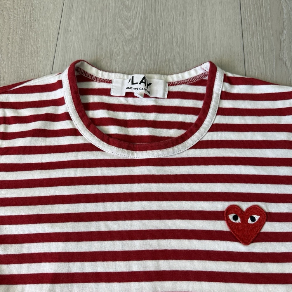 Comme Des Garcon Striped Red White Long Sleeve T-Shirt Women's Size S Small
